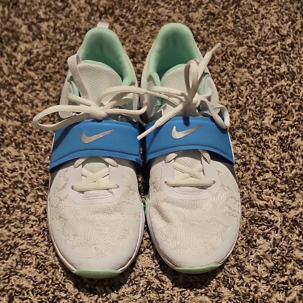 Nike White and Blue Women's Sneakers